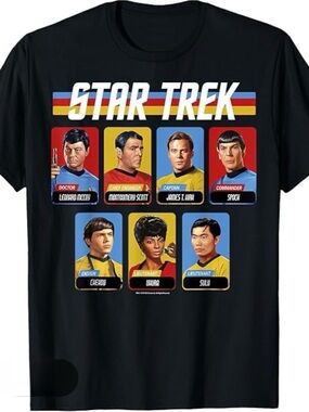 Retro Cast Star Trek Crew Portrait Graphic Tee